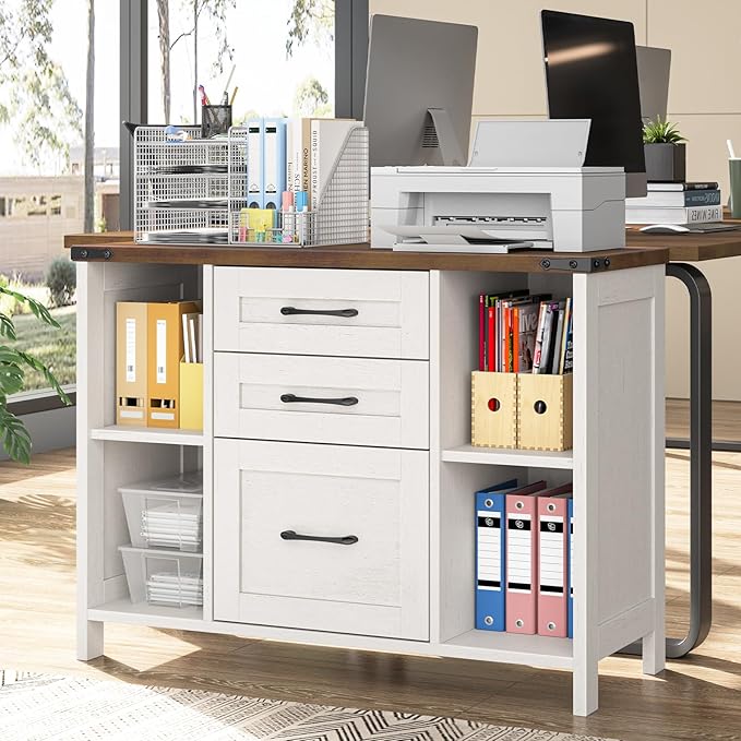 Vabches File Cabinet with 3 Drawers, Farmhouse Lateral File Cabinet Fits Files - Image 3