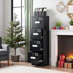 SUXXAN 4 Drawer File Cabinet, Metal Vertical Black Filing Cabinets - Image 4