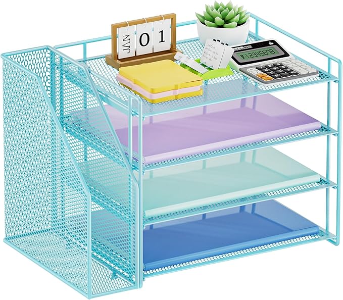 Marbrasse Desk Organizer and Accessories，4-Tier Paper Letter Tray Organizer - Image 8