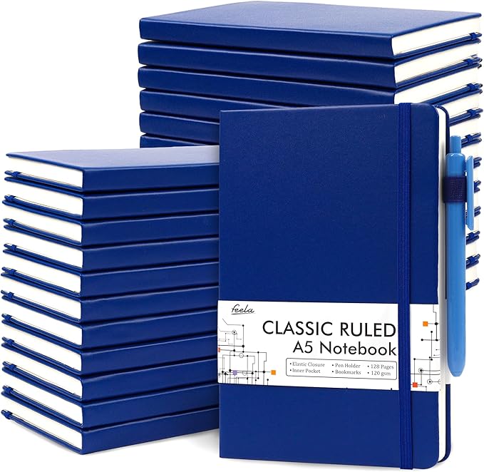 feela 24 Pack Journal Notebook for Work, Business Notebook Bulk Hardcover Lined by feela