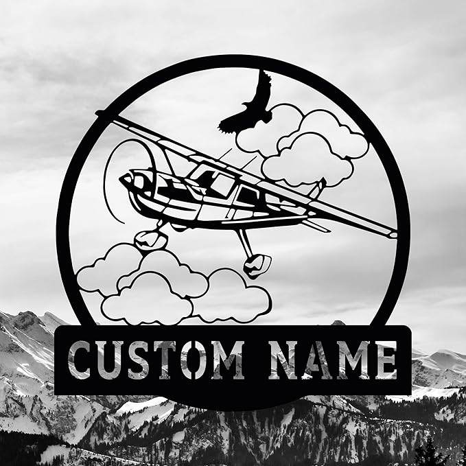 Personalized Metal Airplane Wall Art, Airplane Name Sign, Customized Pilot Name - Image 2