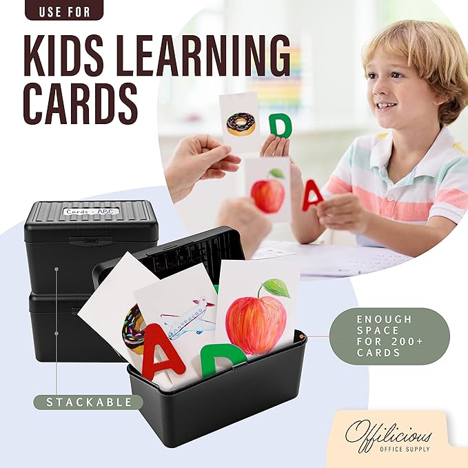 OFFILICIOUS Black Index Card Holder 4x6 - Image 8