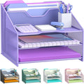 Samstar Purple Desk File Organizer, Mesh Letter File Folder Holder by Samstar