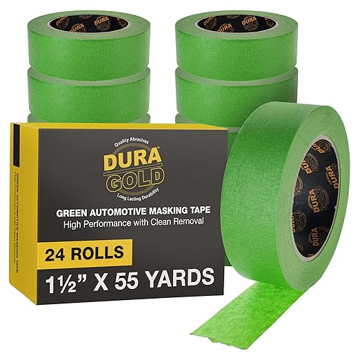 Dura-Gold Green Automotive Masking Tape 1-1/2 Inch, Case of 24 Rolls by Dura-Gold