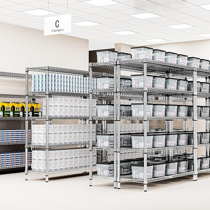 M MZG 1760 LBs 4 Tier Storage Rack Metal Wire Shelving Unit, Storage Standing - Image 5