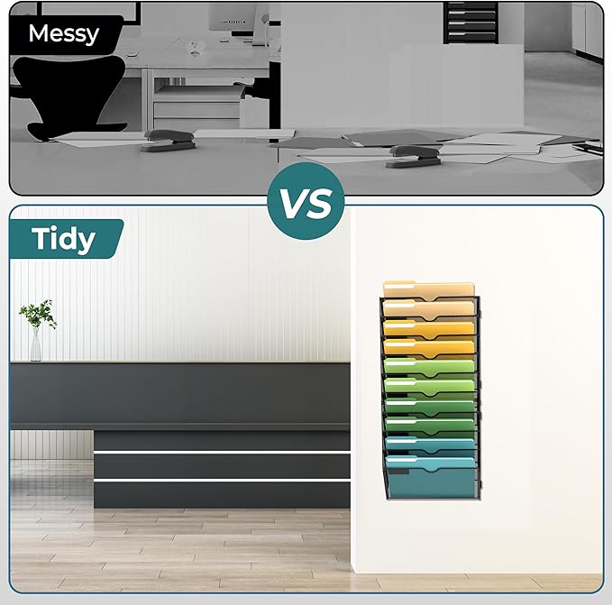 SUPEASY Wall File Organizer Mesh Office Mail Holder, Hanging Wall Organizer - Image 5