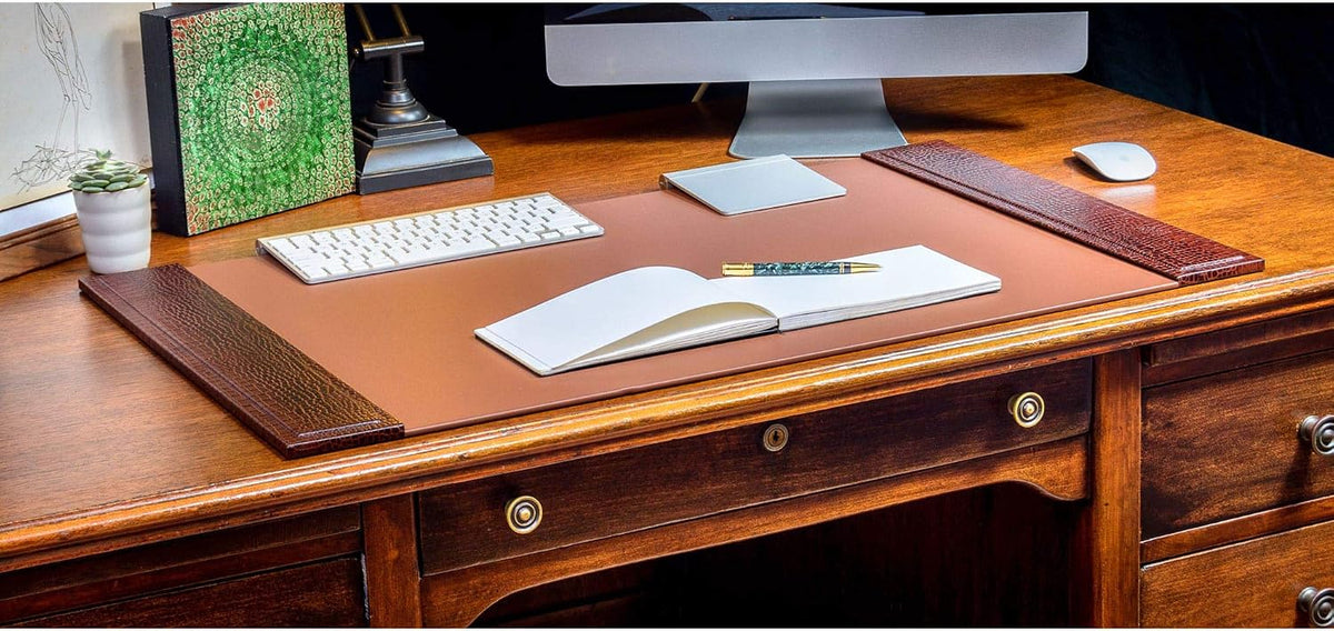 DACASSO Crocodile Embossed Leather Desk Set - Luxury Leather Desk Pad & D...