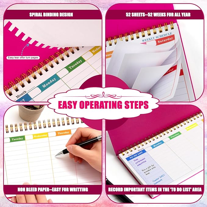 MOSA BEAR Undated Weekly Planner, 60-Week Horizontal Layout Desk Planner Daily - Image 4