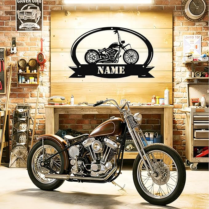 Custom Motorcycle Metal Sign Personalized Biker Name Signs Custom Garage - Image 2