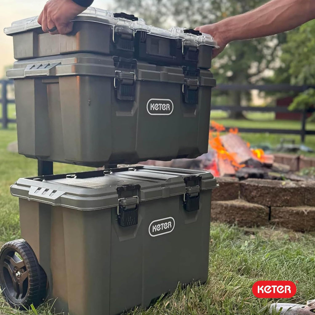 keter stack-n-roll outdoor gear organizer, 3-piece rolling storage, view 13