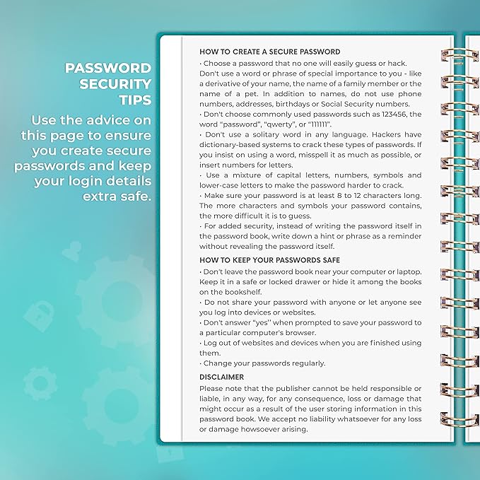 Clever Fox Password Book Spiral – Internet Address & Password Organizer - Image 5