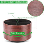 Hennaja Round Leather Art Supply Organizer, Remote Control Holder, 360 Degree - Image 3