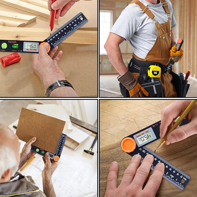 Rainyb Digital Angle Finder Tool 5 inch Pocket Protractor 0-360 degree LED - Image 7