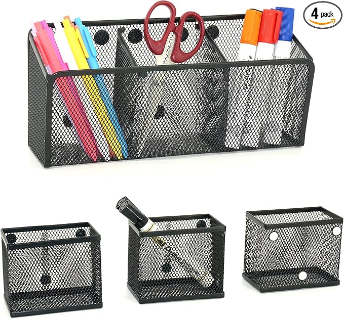 Neudeco Magnetic Pencil Holder, Locker Shelf Organizer, Metal Storage Basket by Neudeco