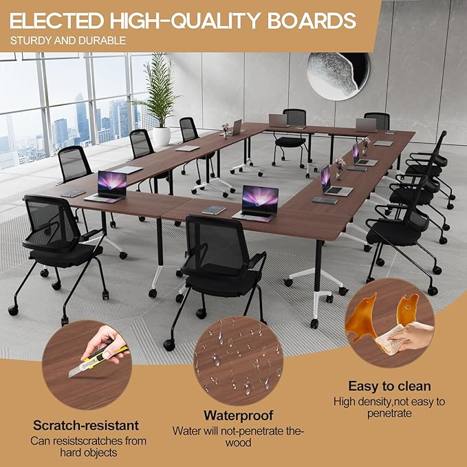 Folding Conference Table 4ft 5ft, Foldable Office Meeting Desk - Image 4