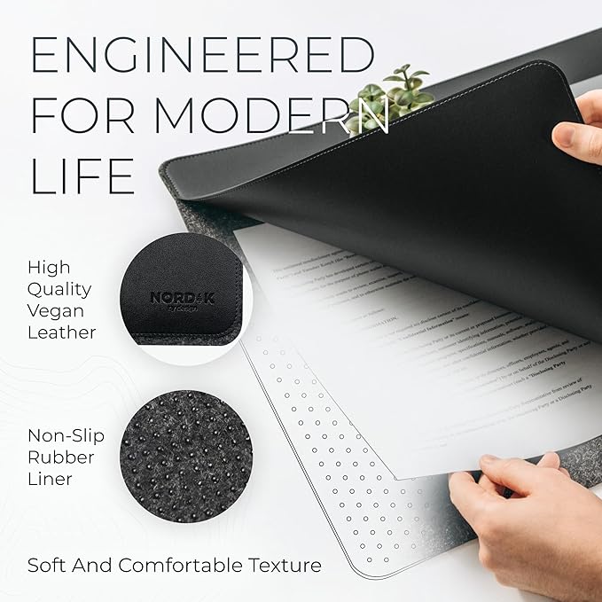 Nordik Felt and Leather Desk Mat Non-Slip - Image 5