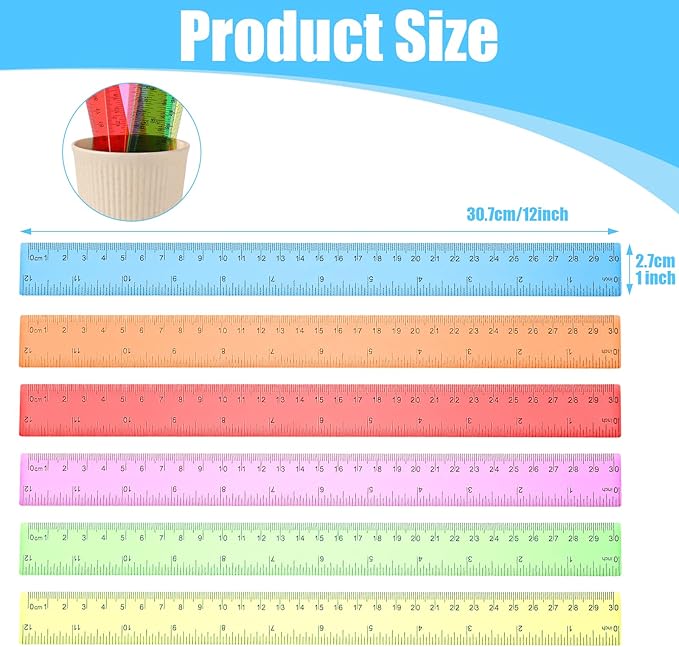 120 Pack 12 Inch Plastic Rulers Bulk - Image 2