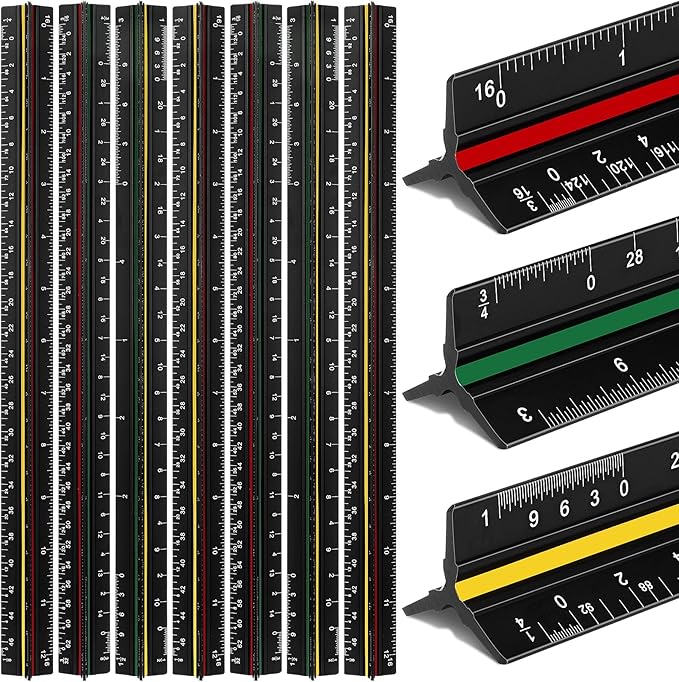 Macarrie 10 Pcs Architectural Scale Triangular Ruler 12" Architect Engineers by Macarrie