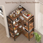 5 Tier Corner Bookshelf, Reversible Corner Shelf, Industrial Wooden Display - Image 4