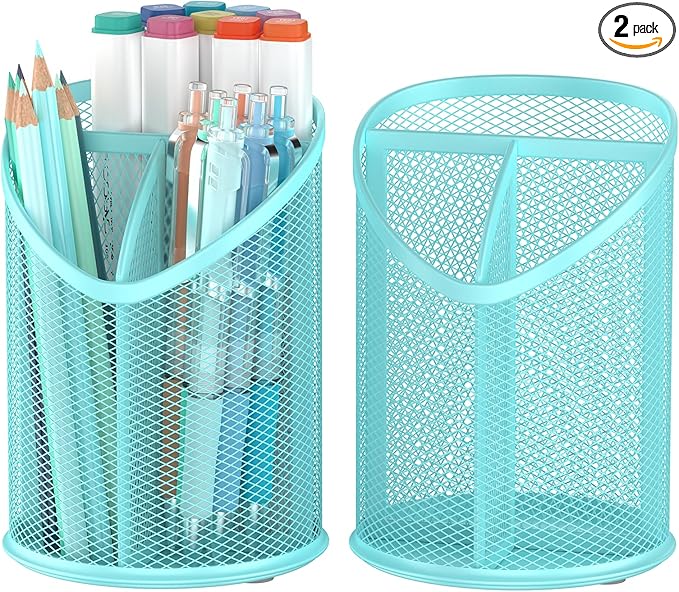 Delifox 2 Pack Pen Holder Mesh Round Pencil by Delifox