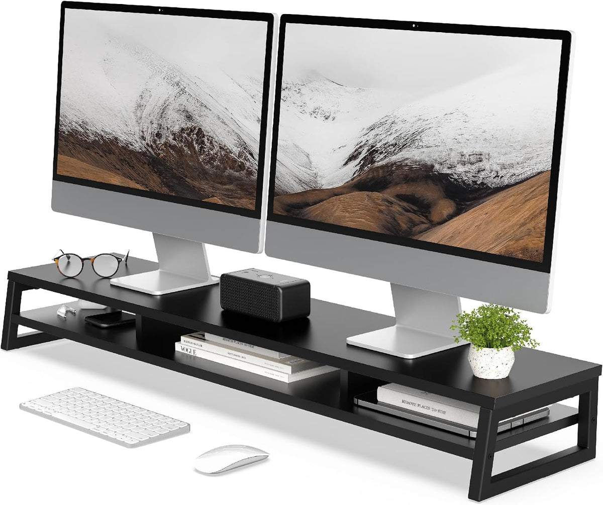 Fenge Dual Monitor Stand for Desk, 42.5in Large Monitor Riser for 2 Monitors
