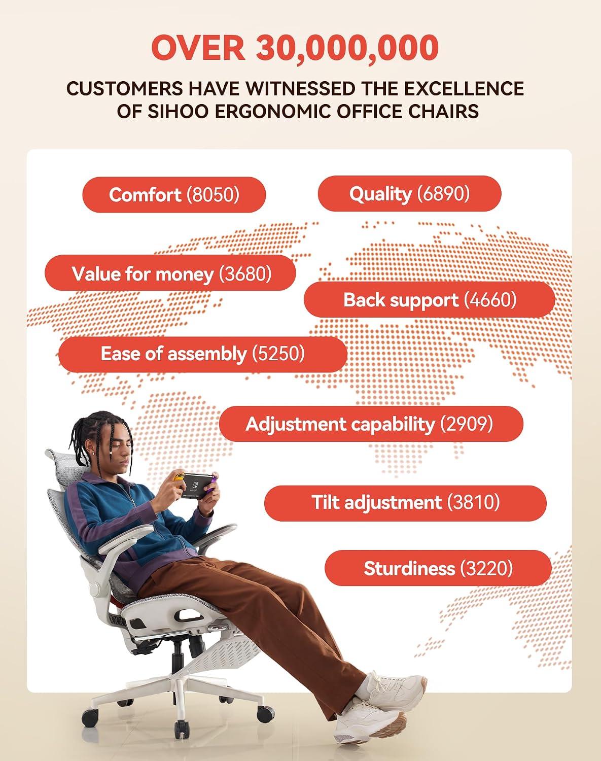 sihoo b100 pro ergonomic mesh office chair with, front angle view
