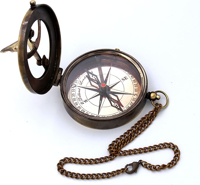 Captain's Brass Sundial Compass – Vintage Marine Nautical Compass, Functional - Image 4