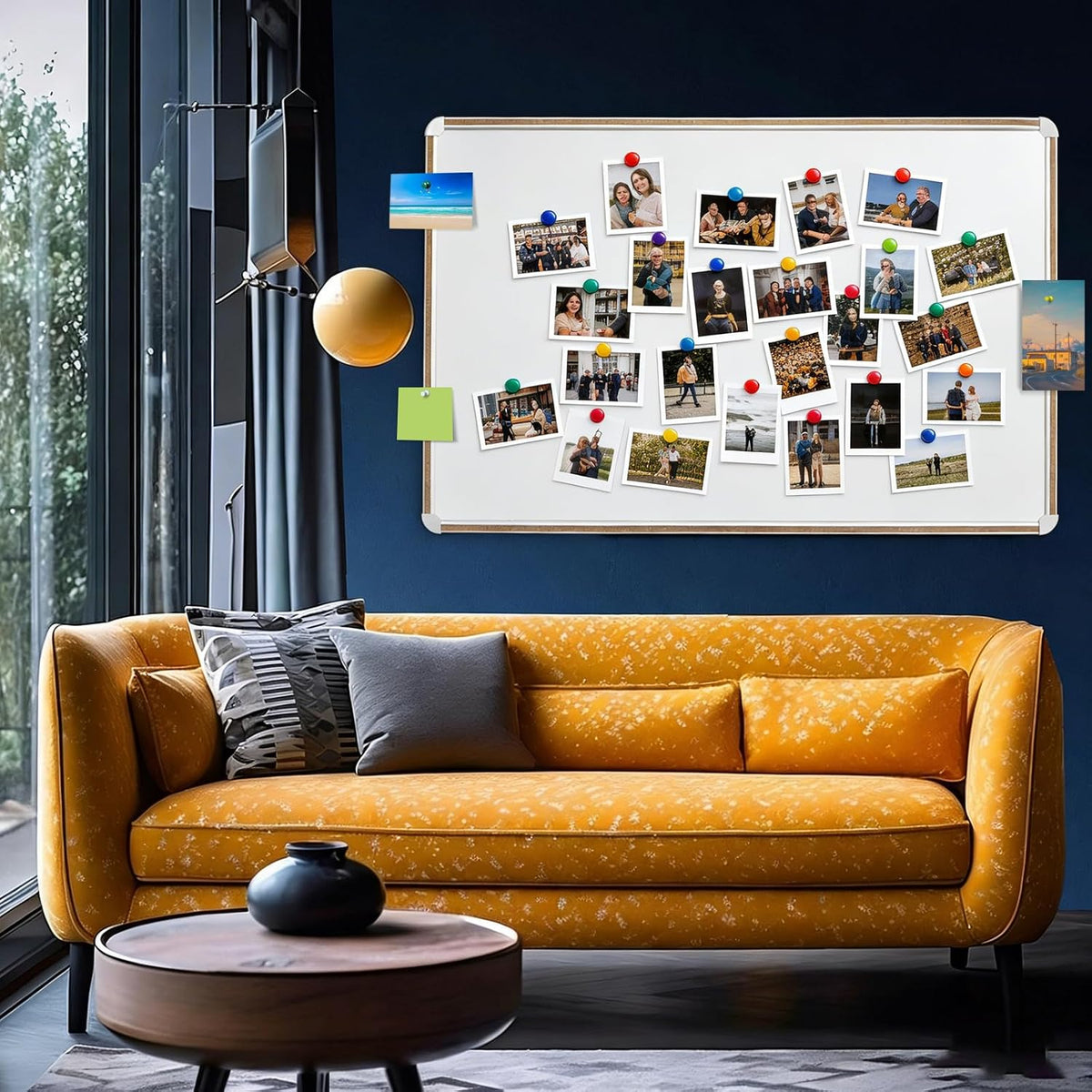 Large Magnetic White Board for Wall,Aluminum & Cork Strip Frame Whiteboar...