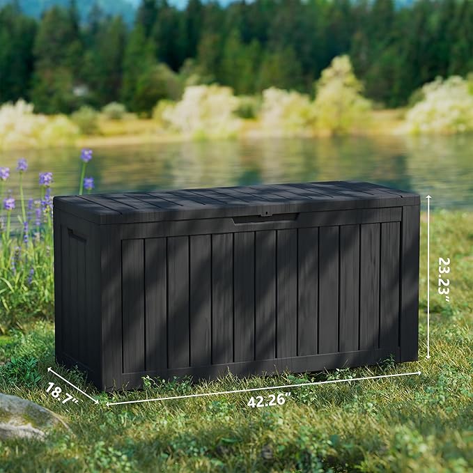 Yardgrace 80 Gallon Outdoor Storage Box Waterproof, Resin Deck Boxes - Image 4