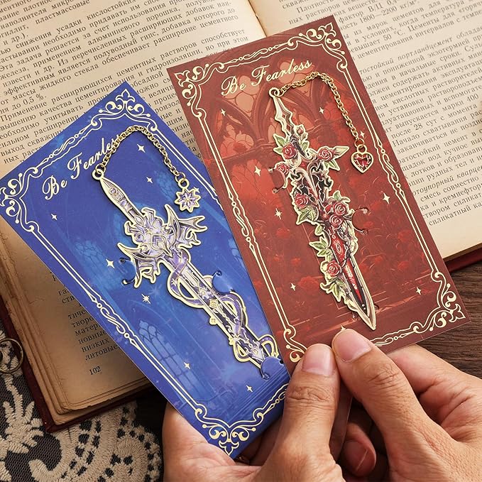 4Pcs Fantasy Sword Bookmarks for Books Journals Planners, Cool Forth Wing Metal - Image 9