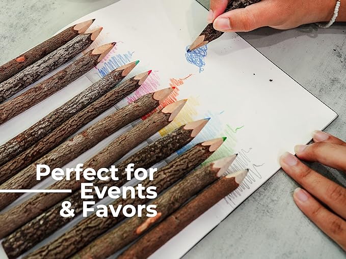 BSIRI Bark 7 Inch Colors Pencils Set Assorted-Stick Twig of Wood Pencils - Image 3