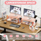 opnice desk organizer and accessories, 2-tier computer monitor, side view