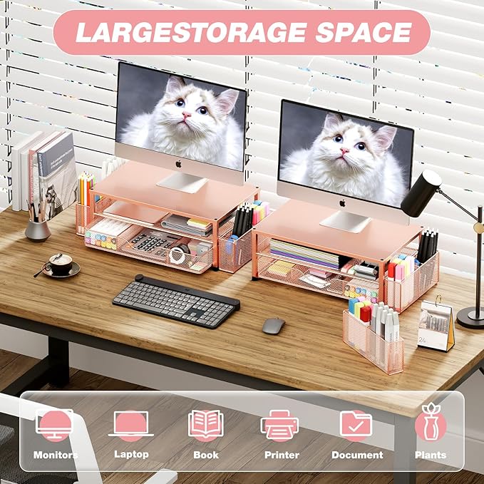 OPNICE Desk Organizers and Accessories, 2-Tier Computer Monitor Stand - Image 4