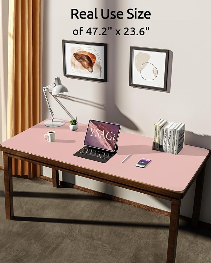 YSAGi Leather Desk Protector, Office Mat, Large Mouse Mat, Non-Slip PU Leather - Image 3