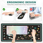Large Mouse Pad and Keyboard Wrist Rest, Desk Pad for Keyboard and Mouse, Gaming Mousepad with Wrist Support, Non-Slip Desk Mat for Home Office, Black Butterfly Flower