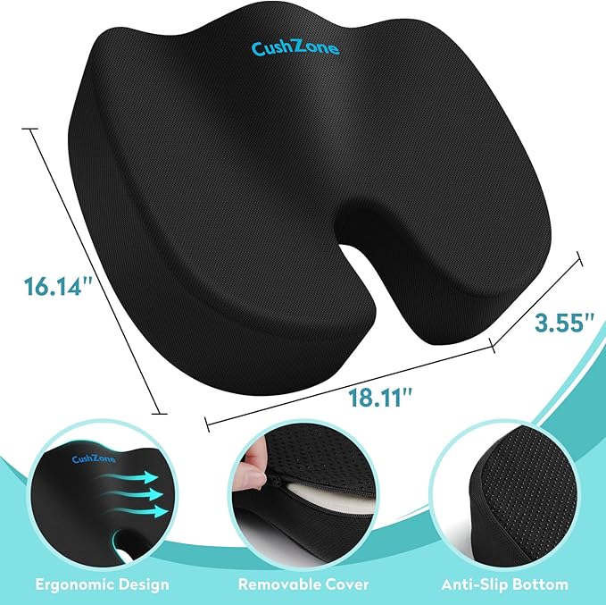 Office Chair Seat Cushion, Cooling Gel Enhanced Memory Foam Cushion - Image 3