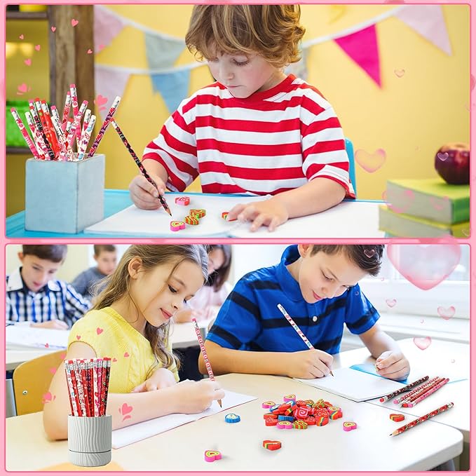 JULMELON 72PCS Valentine's Day Party Favors Set, Wooden Pencils - Image 5