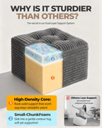 23.6in pouf ottoman, corduroy footstool foot rest floor, side view