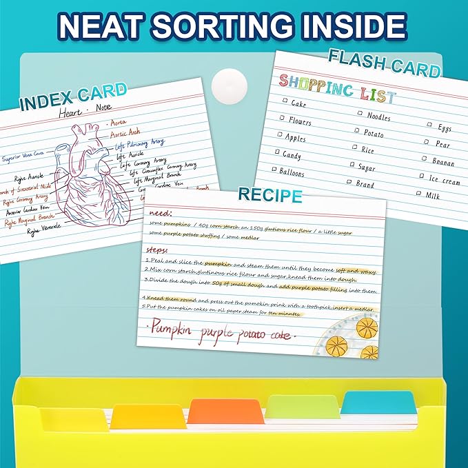 H4D 4x6 Index Card Case with 100 Heavyweight Ruled Index Cards and Dividers - Image 6