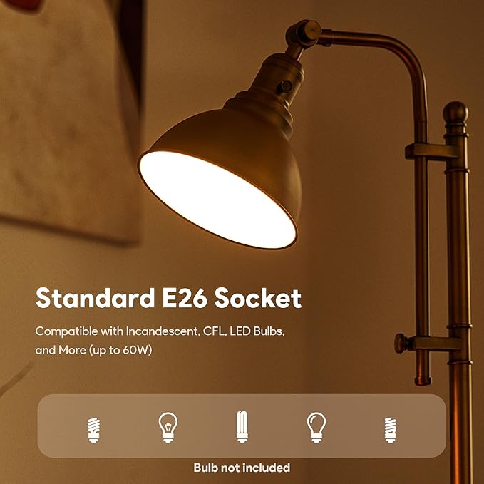 VONLUCE Rustic Desk Lamp Gold Adjustable, Industrial Style Metal Task Lamps - Image 4