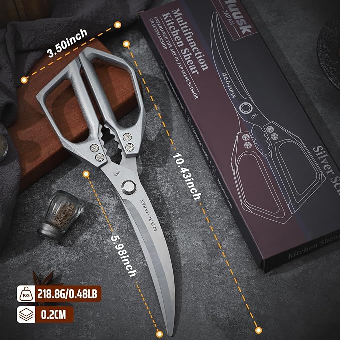 HUUSK Kitchen Scissors Silver - Image 6