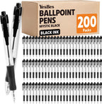 200 Pack Ballpoint Pens Bulk, Retractable Black Pens Ballpoint Medium Point 1mm with Super Soft Grip, No Bleed Ink Pens Smooth Writing, School, Office, Teacher Supplies, Best Gifts for Coworkers