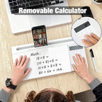 Glass Desktop Whiteboard with Calculator & Storage, Desk Dry Erase Note Memo - Image 3