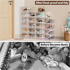 TOFWOF 6 Pack XX Large Shoe Organizer, Heavy-Duty Hard Thicken Plastic Clear - Image 7