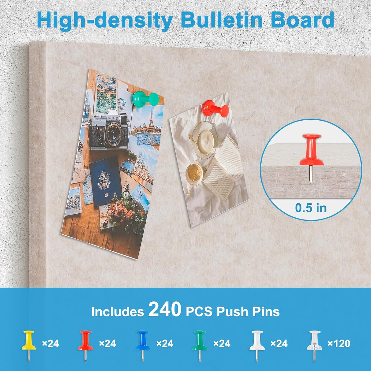 DOLLAR BOSS Felt Cork Board Tiles, 24 Pcs 12" x 12" Bulletin Board,...