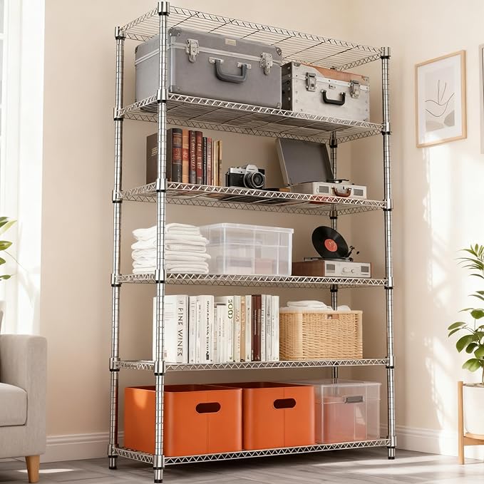 M MZG 6 Tiers Shelf 2100 lbs Steel Storage Shelving Utility Shelving Unit Steel - Image 5
