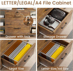 sedeta 44" file cabinet with lock, filing cabinet showing dimensions