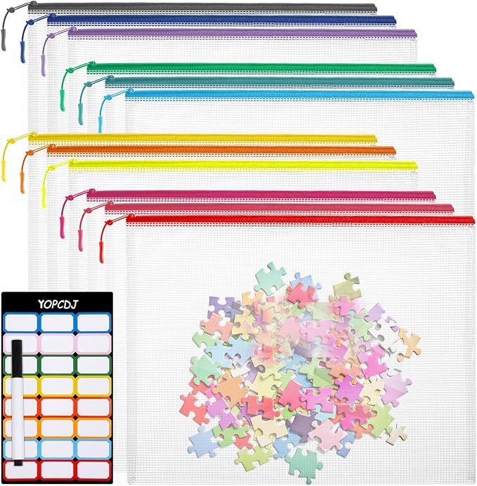 YOPCDJ 12pcs Mesh Zipper Pouch Bags, Extra Large A3 Puzzle Bag by YOPCDJ