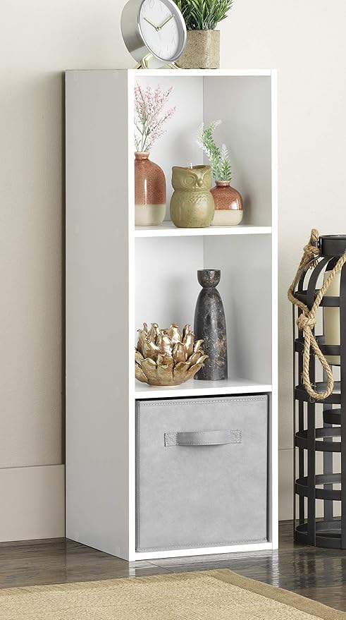 Whitmor 3 Cube Storage Organizer, 3 Tier Stackable MDF Wood Bookcase, Open - Image 2