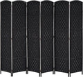 HOMCOM Room Divider, 6 Panel Folding Privacy Screen, 6FT Tall Portable Wicker